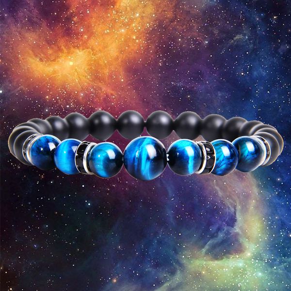 

синий тигр браслет глаз homme men onyx cz кубический циркон натуральный камень из бисера браслеты для мужчин подарок женщины pulseras hombre, Black