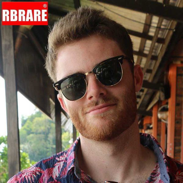 

rbrare classic half metal square polarized sunglasses men brand designer half frame sun glasses women lunette soleil homme, White;black