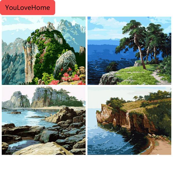 

картина маслом по номерам пейзаж озеро рисунок на холсте ручная роспись горы картина арт наборы diy подарок домашнее украшение ручная роспис