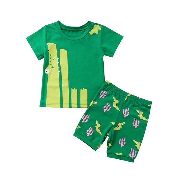 

summer baby boys clothes short sleeve animal crocodile print t-shirt shorts toddler casual outfits sets new1, White