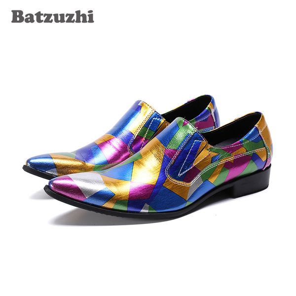 

italian type men shoes pointed toe muti color formal leather dress shoes men slip-on business party and wedding, Black
