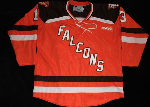 

custom men youth women vintage bowling green state univ #13 adam berkle #18 ryan viselli #23 brent tate vintage hockey jersey size s-5xl, Black