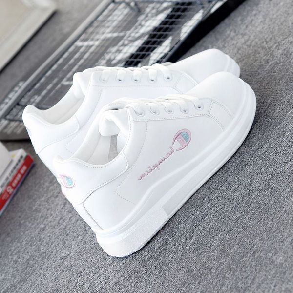 

plus velvet high-board shoe women's 2019 winter korean-style versatile flat white shoes warm-style leather sports casual cot