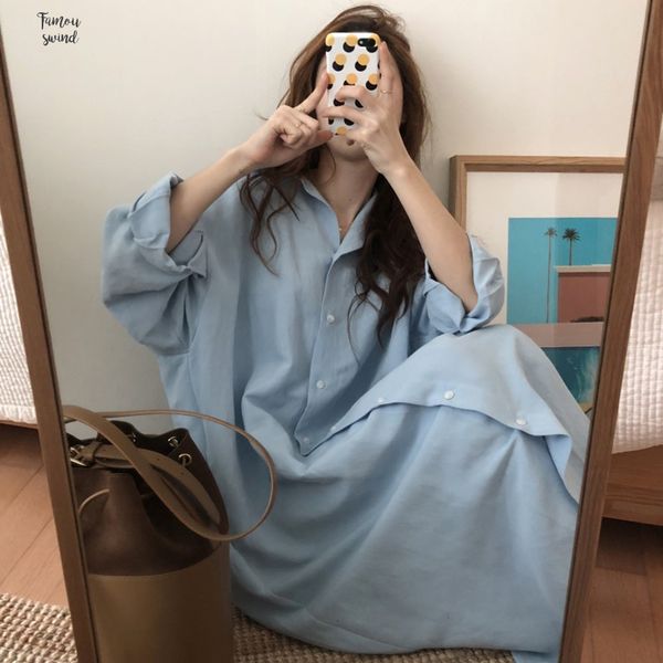 

summer loose dress womens long shirt female casual dresses solid single breasted plus size long sleeve side split vestidos dresses, Black;gray