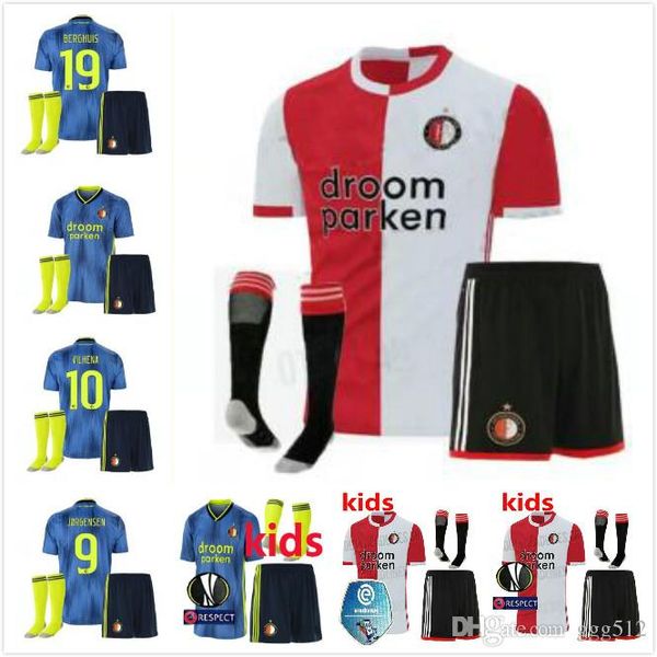 

kids kit 19 20 thailand quality feyenoord soccer jerseys home away 2019 2020 larsson v.persie berghuis vilhena jorgensen jersey child shirt, Black;yellow