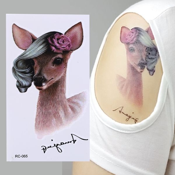 

6x10.5cm cute deer temporary tattoo for women tattoo body art waterproof hand fake tatoo sticker elk animal