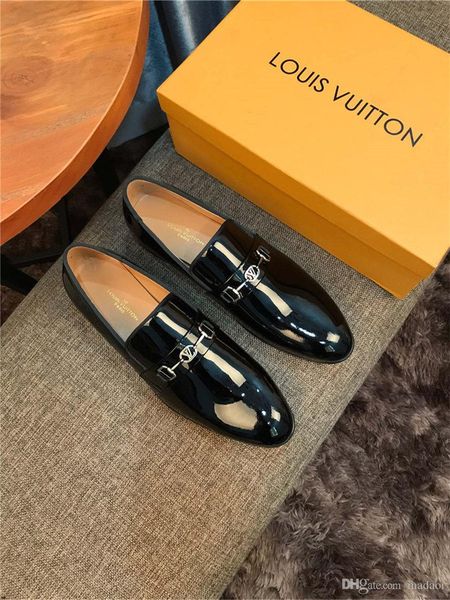 

19fw formal shoes men classic loafers men dress shoes leather luxury designers brands office shoes men 2019 sepatu slip on pria ayakkab ye6, Black