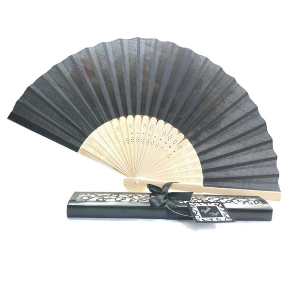 

alim bamboo cloth hand held fan, solid fan with gift box, bridal chinese bamboo cloth hand fan wedding favors guests gifts