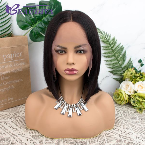 

короткий фронт шнурок человеческих волосы парики боб парик для чернокожих женщин бразильской прямых 13x4 парика шнурка 150 плотности, Black;brown