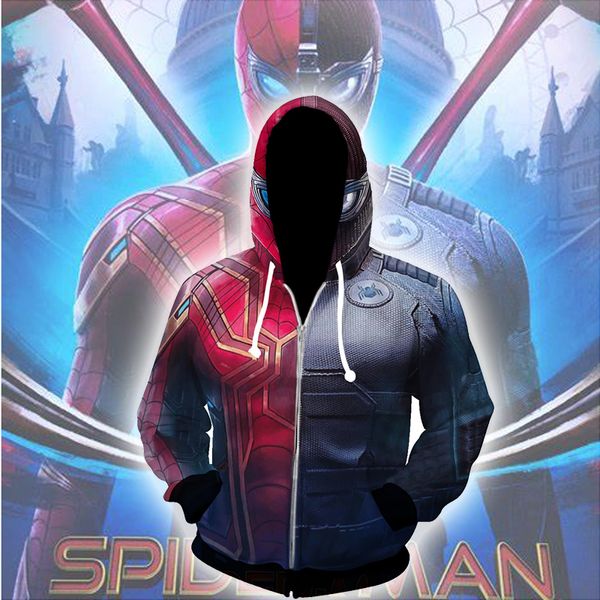 

new spider man 3d print sweatshirt far from home cosplay costume women men couple hood clothing new, Black