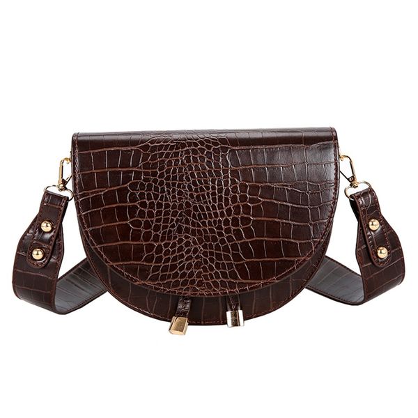 

women crossbody bag fashion crocodile small saddle bags pu leather shoulder bags for female wide strap handbags designer bolsas