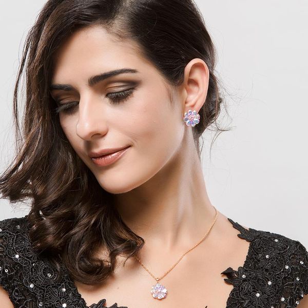 

cellacity цветок в форме красочного топаз ожерелья для женщин серебра 925 ювелирных изделий бриллиантового женских шейного украшения знакомс, Silver