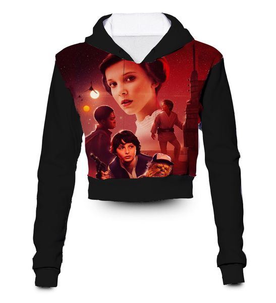 

any color any printing custom made stranger wars 3d sublimation printing crop hoody hoodie plus size clothing, Black