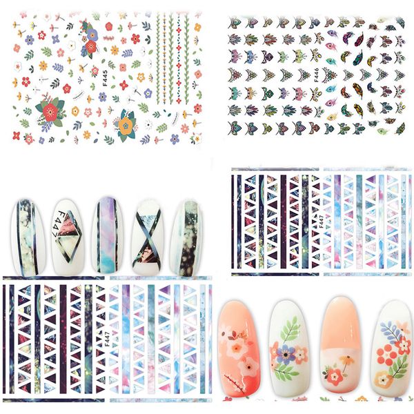 

3d applique patterned nail back glue sticker nail art decals manicure decoration tools sticker water set x#3, Black