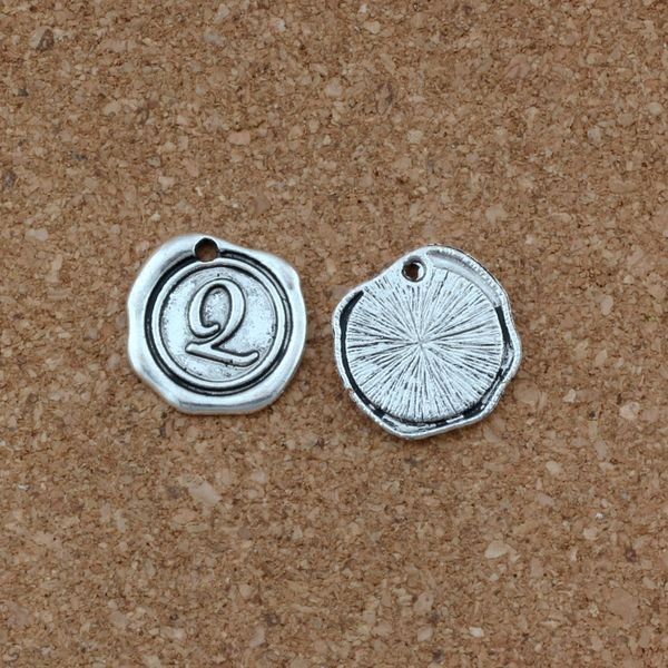 

100pcs/lots single side letter " q " disc initial alloy charms pendants fashion diy accessories 18x18.5mm antique silver a-475, Bronze;silver