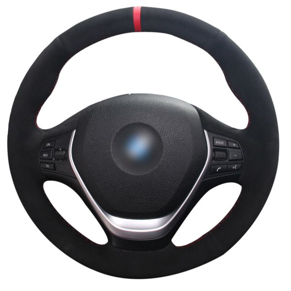 

red marker black suede hand sew car steering wheel cover for f20 2012-2018 f45 2014-2018 f30 f31 f34 2013-2017 f32 f3
