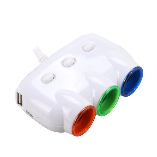 

white 3-socket cigarette lighter power adapter