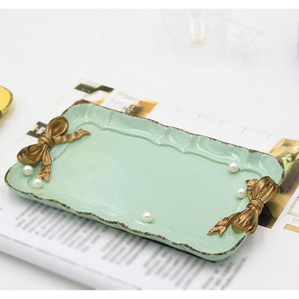 

european retro bow storage tray resin decoration jewelry fruit tray food storage box cosmetics storage box other home decor