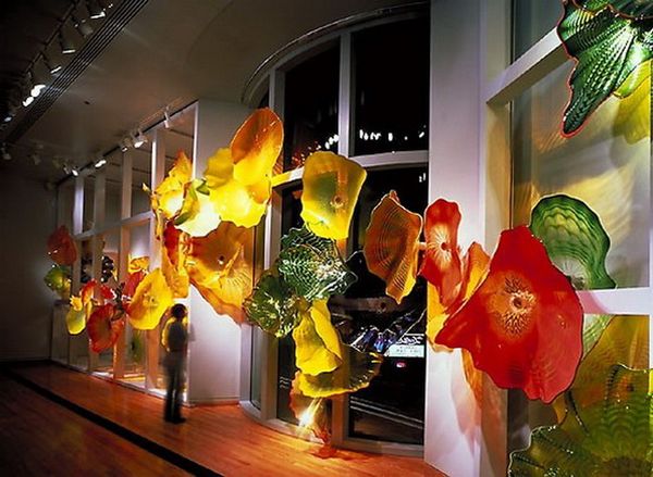 

italian dale chihuly murano glass plates blown wall lamp art flower plate