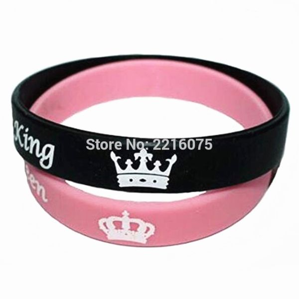 

1pc king queen crown his queen her king wristband silicone bracelets a, White