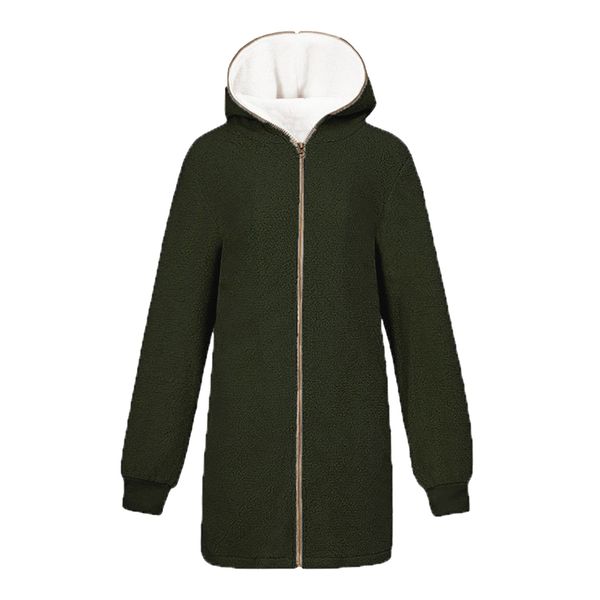 

fleece jacket women's zip hooded sweatshirt coat hoodie warm autumn winter, Black;white