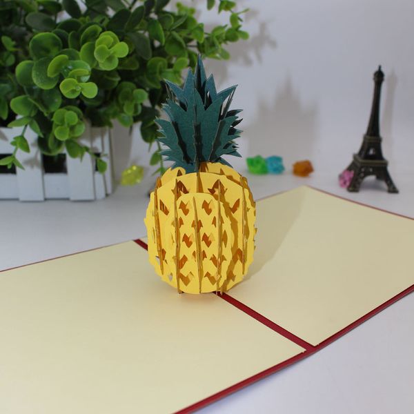 

new handmade kirigami origami 3d pop up pineapple greeting cards invitation postcard for birthday wedding party gift