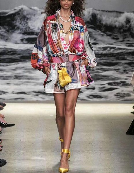 

2019 новый взлетно посадочной полосы осенняя мода платье для женщин элегантный фонарь рукав красочные письмо печати повседневное мини платье, Black