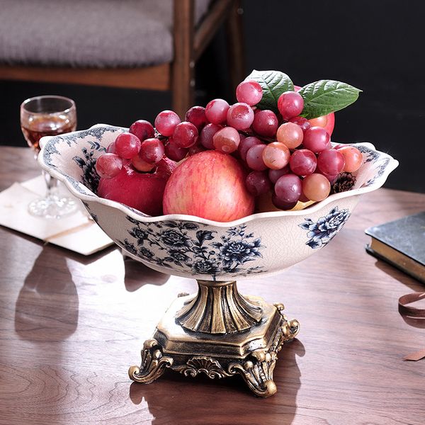 

ice crack ceramics american country fruit plate large dry fruit plate ceramic craft home decoration new products direct sale
