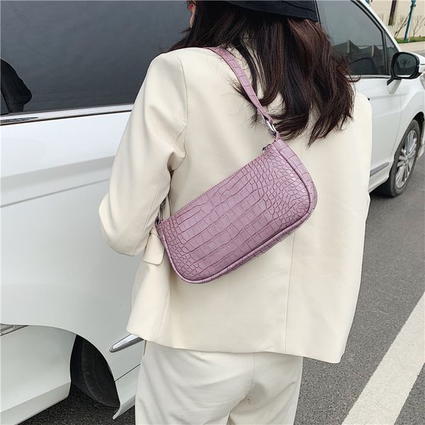 

2020 korean version of the new fashion crocodile pu leather shoulder bag bag light cooked style solid color simple shoulder