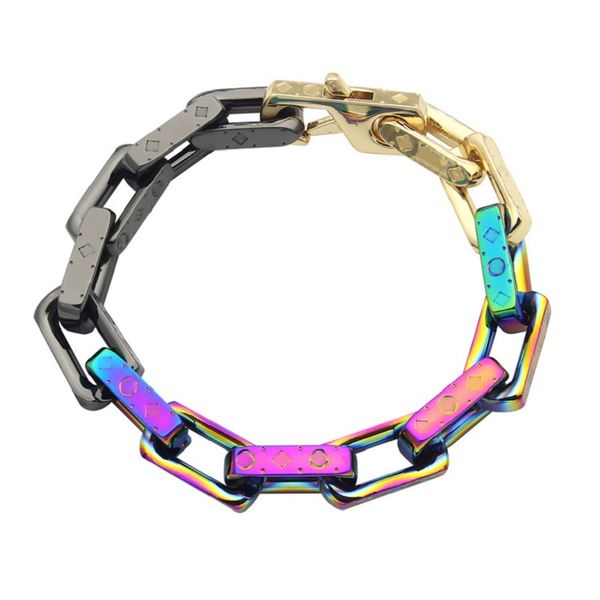 

men 316l titanium steel 18k plated gold v letter colored four leaf flower bracelet bracelets lovers gift jewelry shipping, Golden;silver