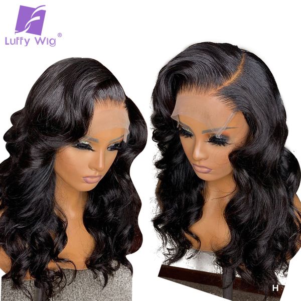 

5x4.5 silk base wigs remy brazilian 13x6 lace front human hair wigs wavy with baby hair glueless 130-180 density for women luffy, Black;brown