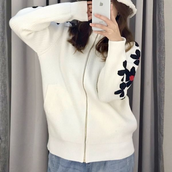 

xuxi women 2020 new fashion sweater long sleeve spring autumn streetwear outer wear black white turtleneck cardigan coat fz0386