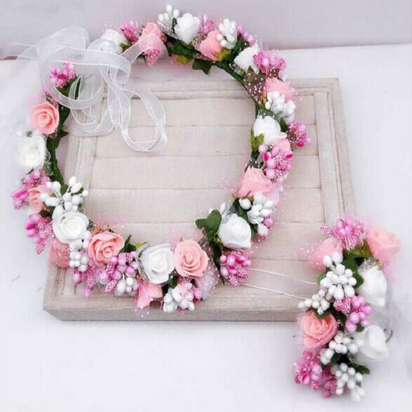 

artificial flower crown wedding bride rose foam wreath women hair accessories fake flower headband headpiece floral headwear