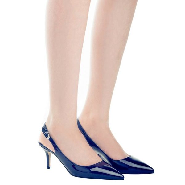 Sıcak Satış-toptan Marka Kadınlar 2018 Bahar Pompaları Sivri Burun Patent Stiletto Mavi Siyah Kırmızı Beyaz Şeftali Elbise Ayakkabı Boyutu 4-12.5 CR816