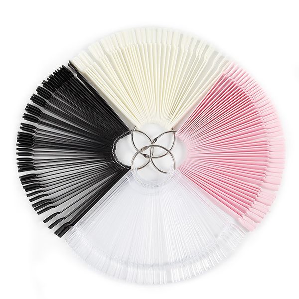 

50-grid transparent skin color fan-shaped nail polish swatch practice nail tip manicure implement color card sample wholesale, Red;pink