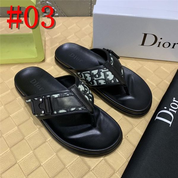 

20fw brand men's flip flops genuine leather luxury slippers beach casual sandals summer for men fashion new shoes male, Blue;gray