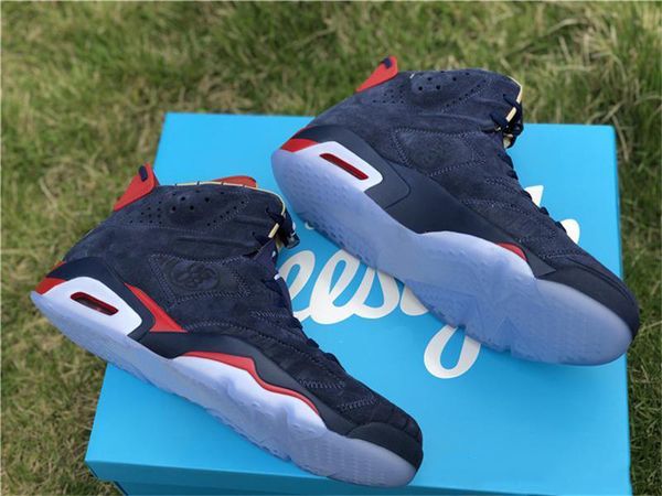 

authentic 2019 6 db doernbecher men basketball shoes midnight navy white varsity red metallic gold 392789-401 sports shoes sneakers 7-13, White;red
