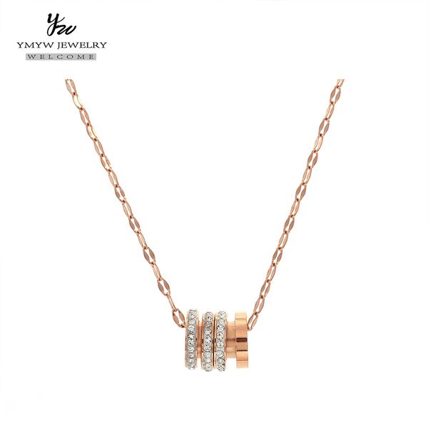

ymyw fashion 316l stainless steel rose gold necklace brand lucky rotatable charm pendant necklace for women girls party gift, Silver