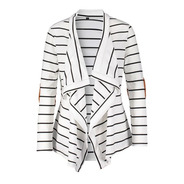

womens fashion casual jacket spring autumn new coat long-sleeve classics stripe coats woman plus size long cardigan female, Black;brown
