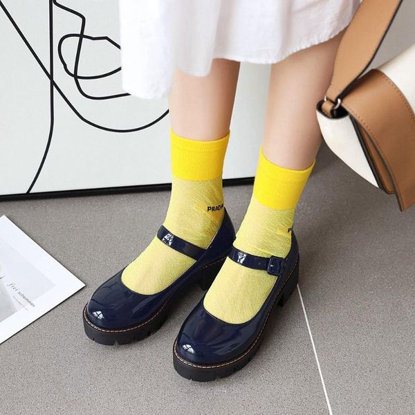 

sarairis 2020 new fashion mary janes pumps woman shoes square heels platform buckle strap casual shoes women pumps female, Black