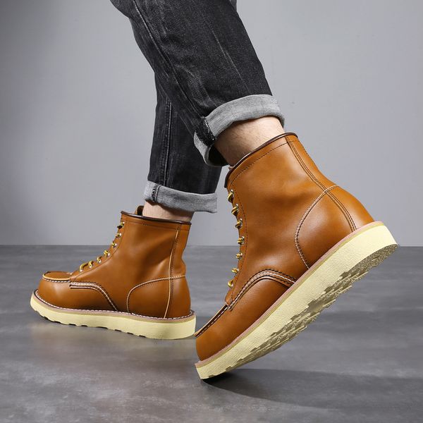 

handmade custom tooling shoes leather retro trend rhubarb boots kick not bad literary male martins boots, Black