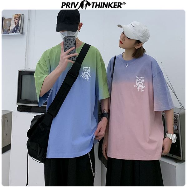 

privathinker 2020 men letter printed tshirts men couple fashion o-neck t-shirt male gradient short sleeve clothes summer tshirt, White;black
