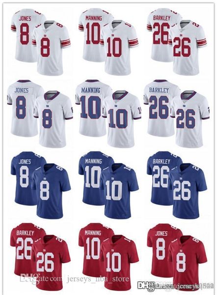 

men women new york giants youth 26 saquon barkley 10 eli manning 8 daniel jones 56 lawrence taylor football jerseys blue red rush, Black;red