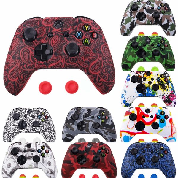 

ohzvv camouflage camo silicone protective rubber case skin cover sleeve for xbox one x s controller protector