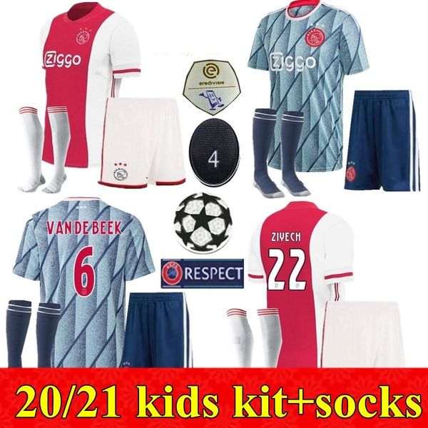 

20 21 аякс джерси дети комплекты футбол 2020 2021 промес alvarez тадич neres ziyech beek футбол рубашка молодежи полных комплектов обмундиро, Black