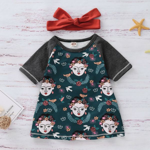 

UK Cute Summer Kid Baby Girl Dress Retro Short Sleeve Tutu Casual Dress Sundress