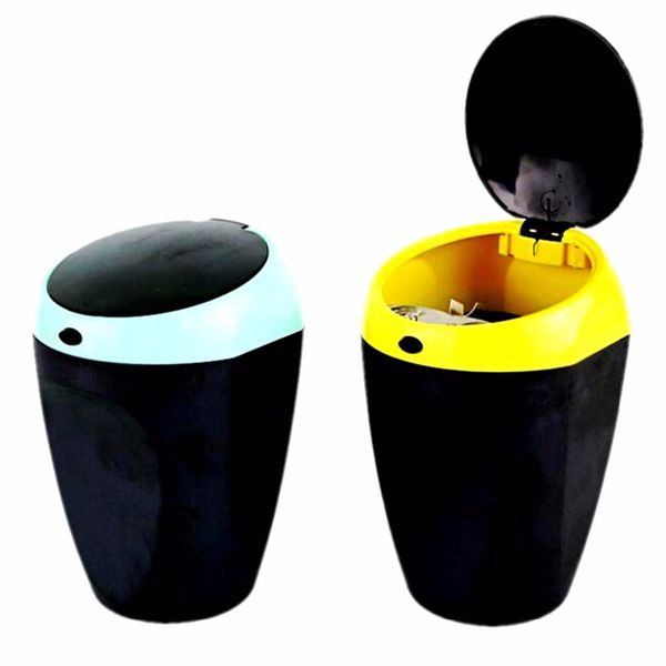 

1pc yellow/blue high-temperature button type universal car ashtray with cover hanging outlet creative ashtray 11x7cm