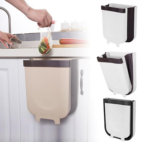

folding waste bin kitchen cabinet door hanging trash can wall mounted trashcan for bathroom toilet waste storage container
