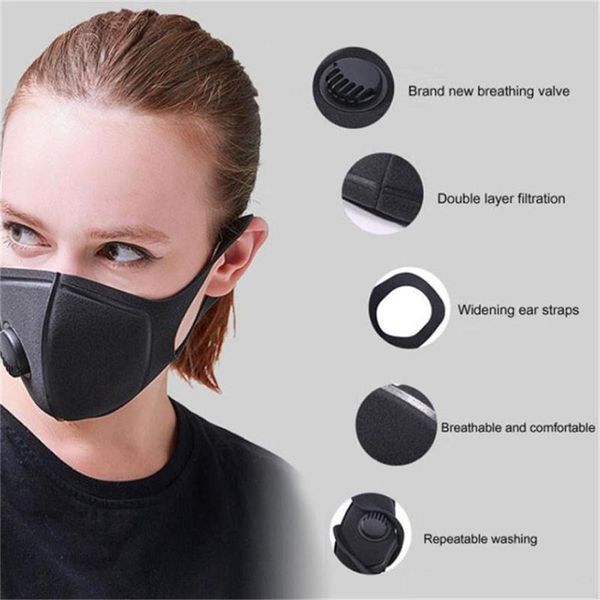 

in stock reusable breathing valve masks anti-allergic pm2.5 mouth mask anti-dust anti pollution masks cloth mask xd23204