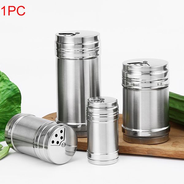 

easy to clean salt sugar pepper shaker stainless steel spice seasoning bottle removable lid kitchen tool with rotating cover
